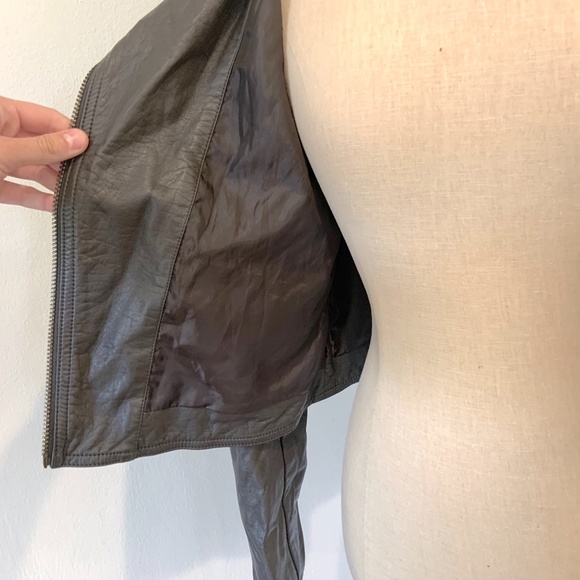 NWOT Charcoal Grey Leather Jacket - Picture 5 of 12